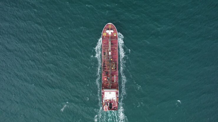 Commercial cargo vessel at sea